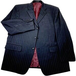 Lineage Wool Sport Coat Stripe Charcoal Gray 3 Button 46 48 Milan Preppy Mob